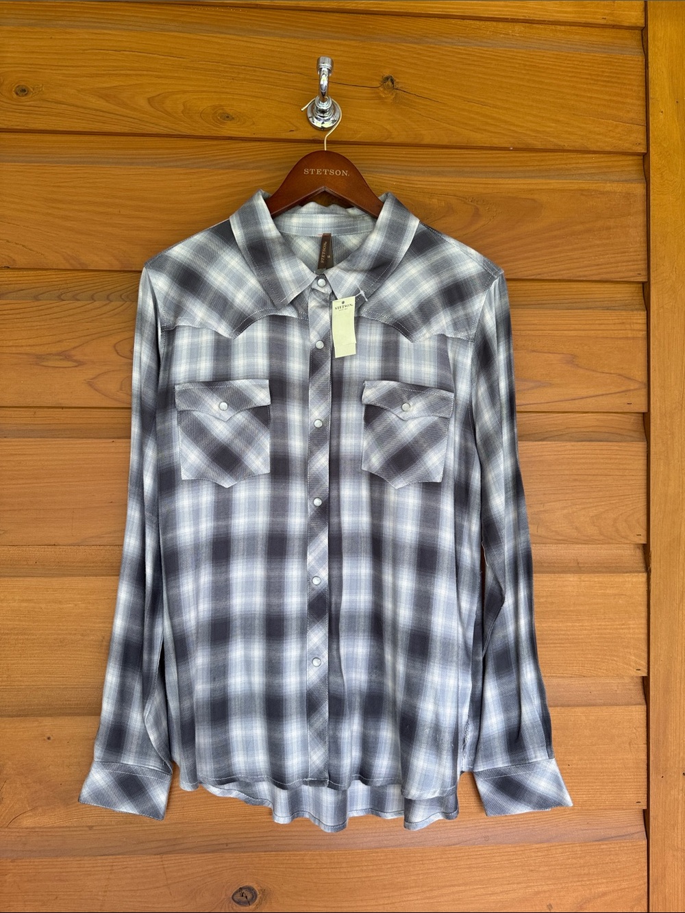 Stetson Women’s Gray Plaid Western Shirt